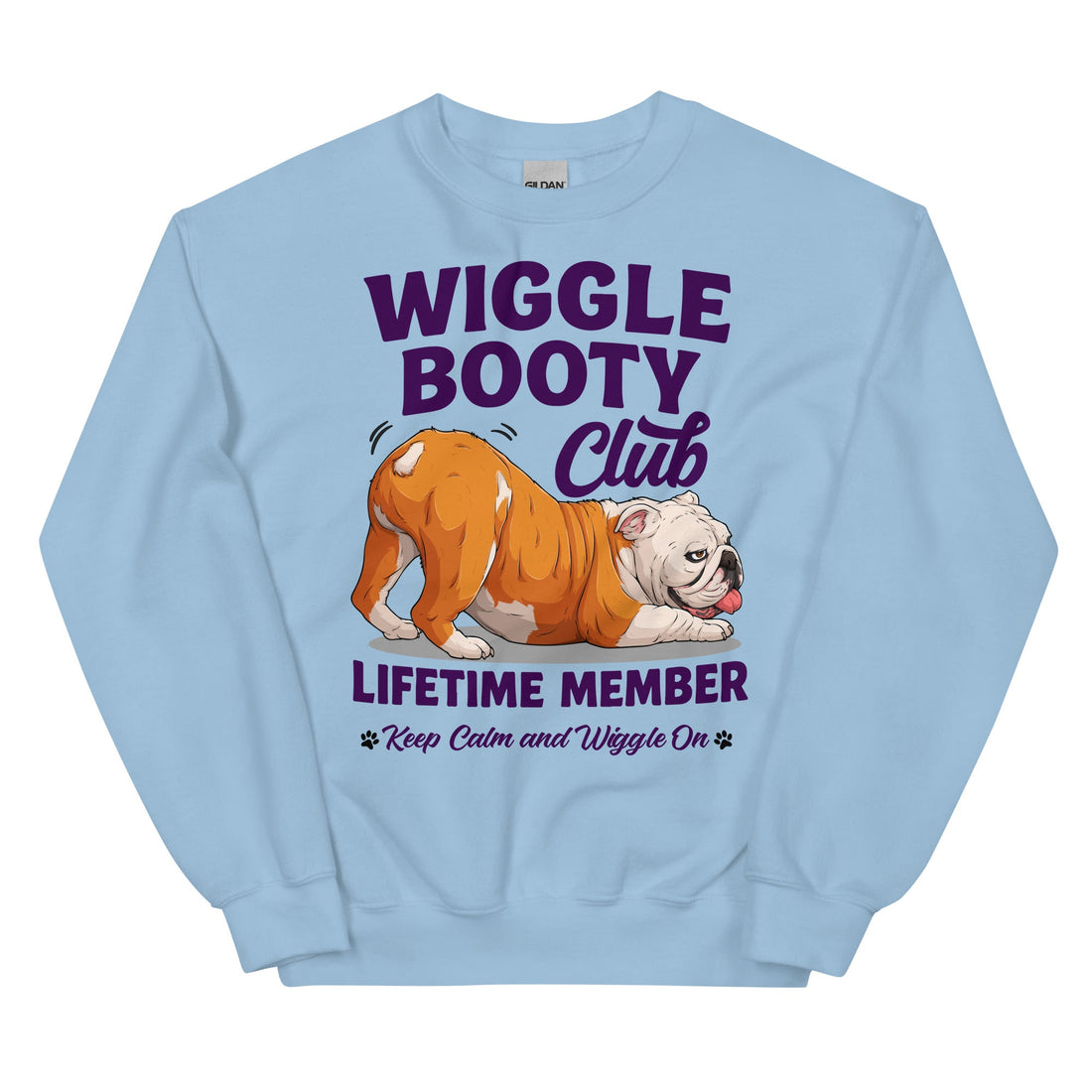 Wiggle Booty Club Lifetime Member Unisex Sweatshirt | Red &amp; White Colored English Bulldog