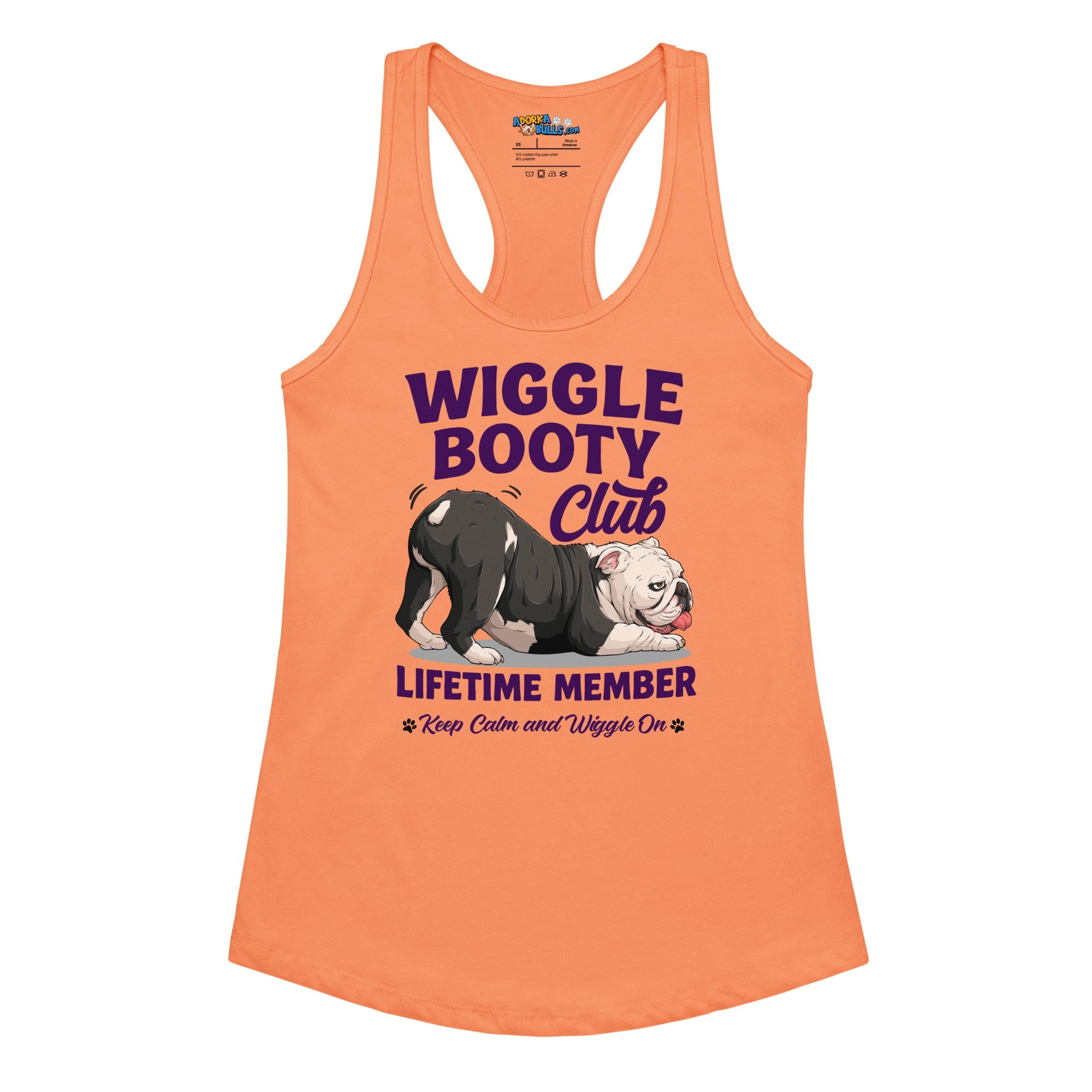 Wiggle Booty Club Racerback Tank | B&amp;W Colored English Bulldog