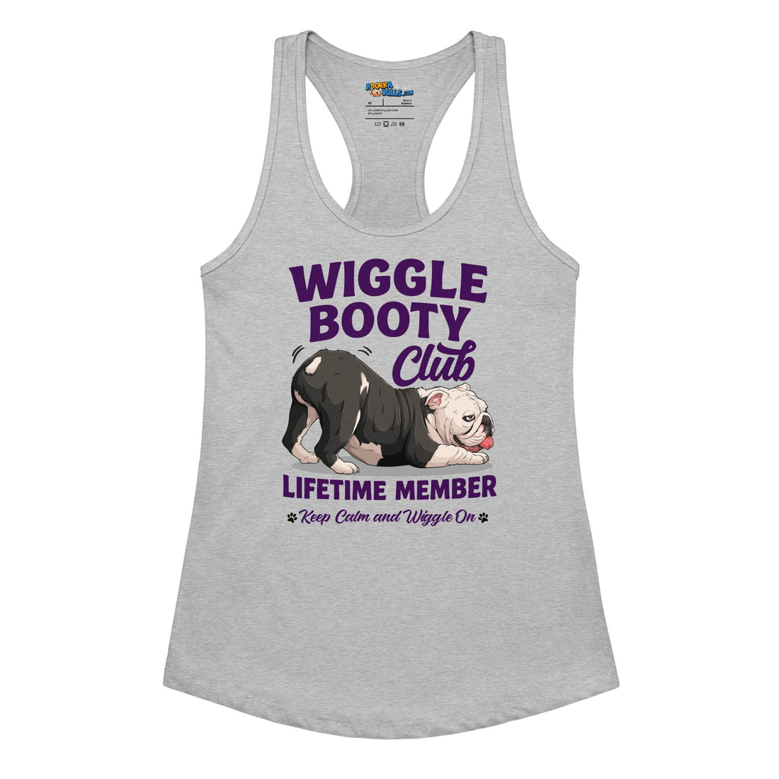Wiggle Booty Club Racerback Tank | B&amp;W Colored English Bulldog
