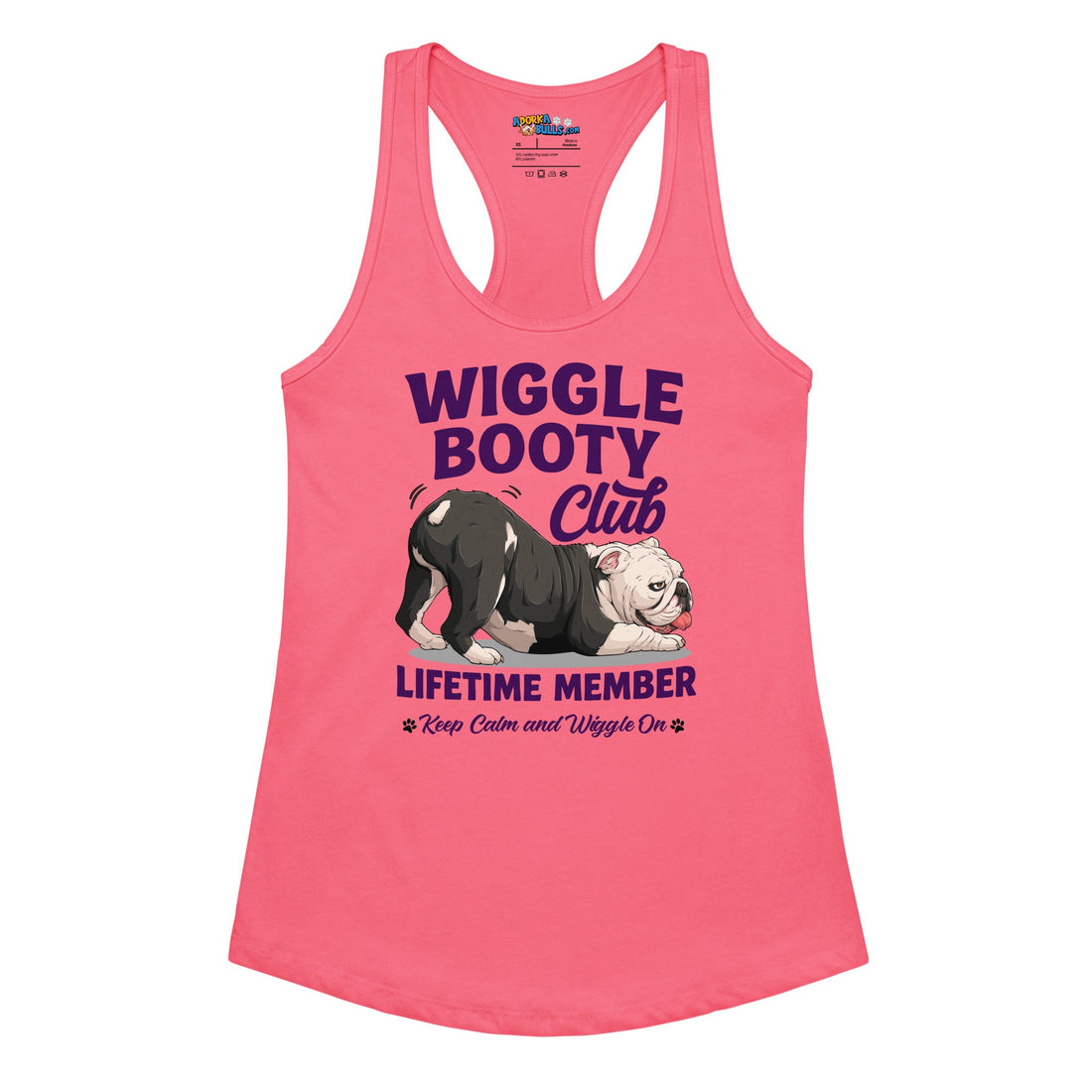 Wiggle Booty Club Racerback Tank | B&amp;W Colored English Bulldog