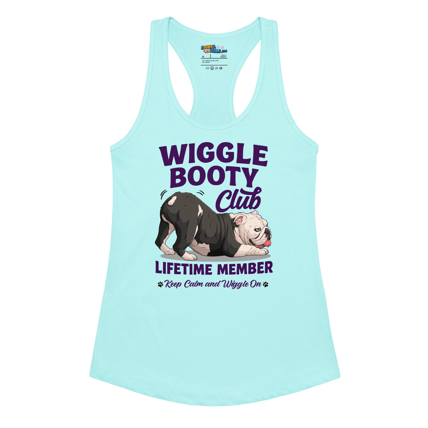 Wiggle Booty Club Racerback Tank | B&amp;W Colored English Bulldog