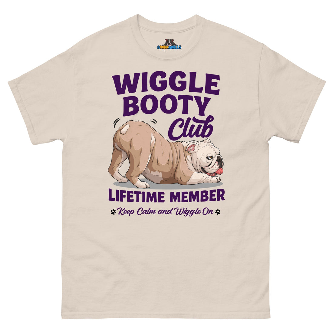 Wiggle Booty Club Tee | Fawn &amp; White Colored English Bulldog