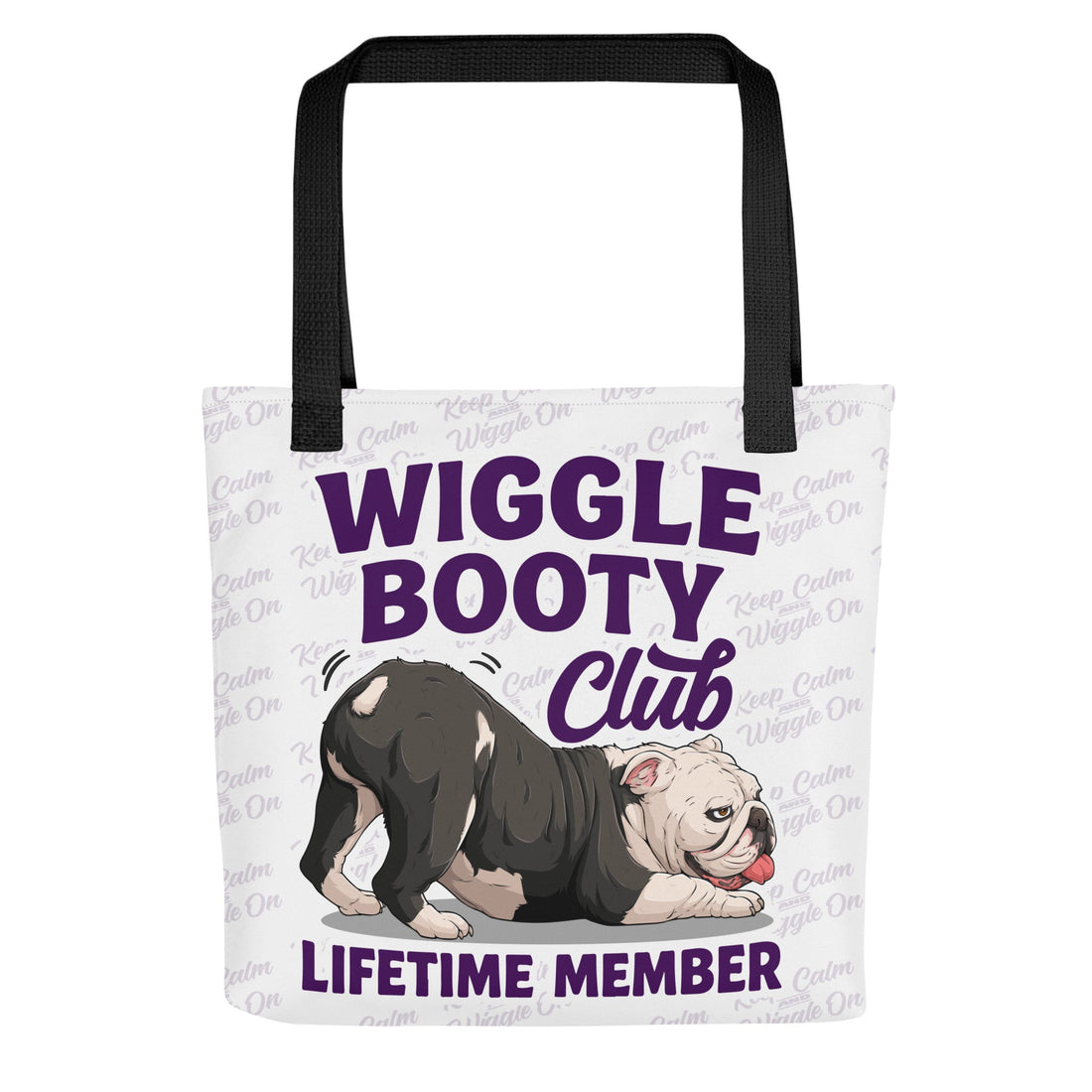 Wiggle Booty Club Tote Bag | B&amp;W Colored English Bulldog