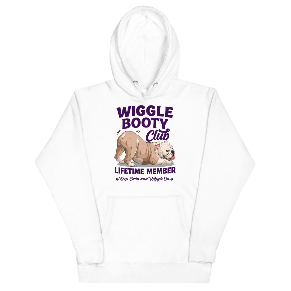 Wiggle Booty Club Unisex Hoodie | B&amp;W Colored English Bulldog