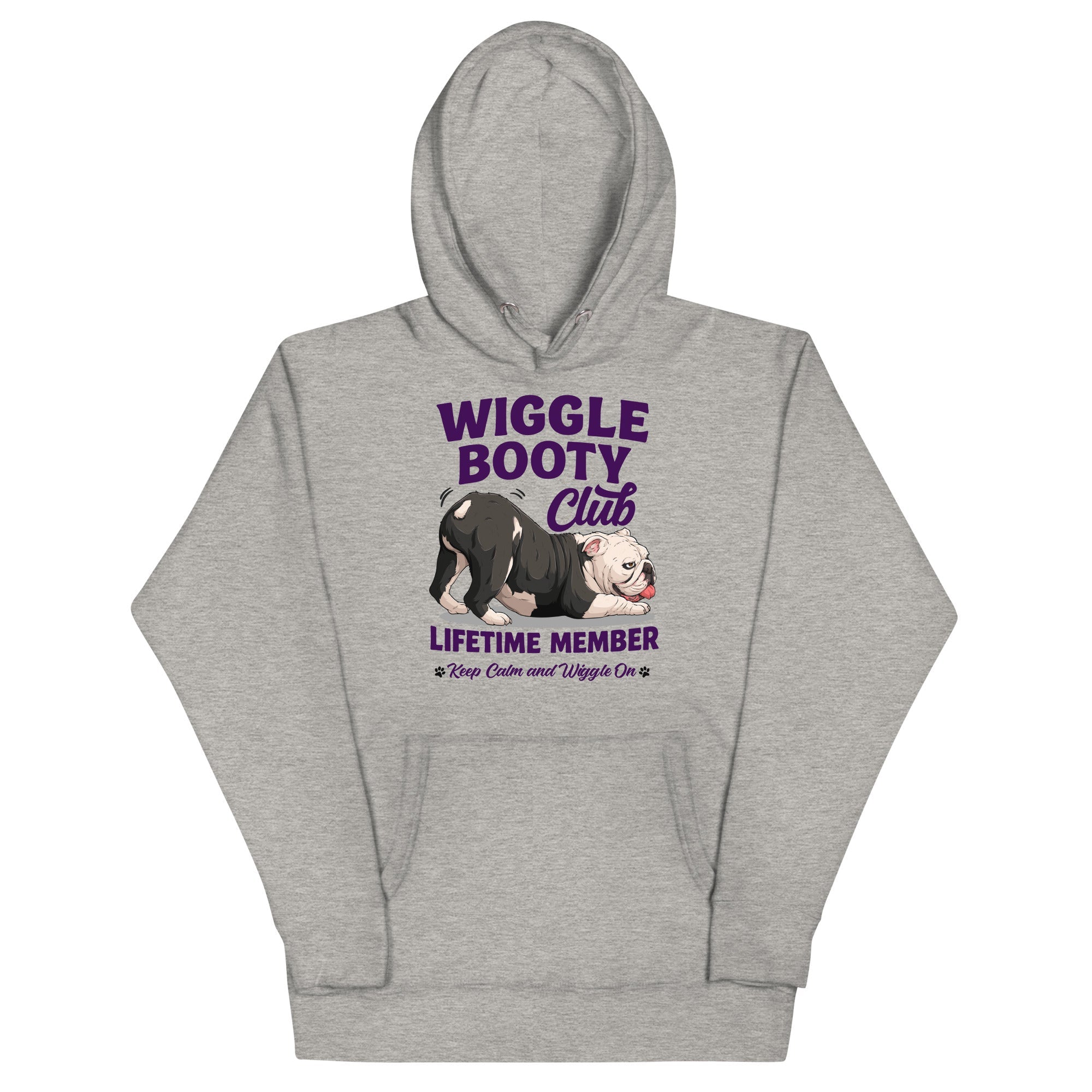 Wiggle Booty Club Unisex Hoodie | Fawn &amp; White Colored English Bulldog