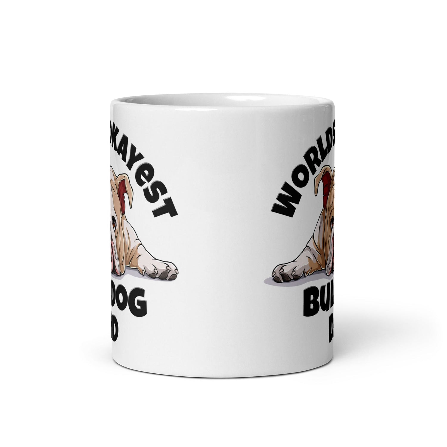 &quot;Worlds Okayest Bulldog Dad&quot; Mug | Fawn &amp; White Colored