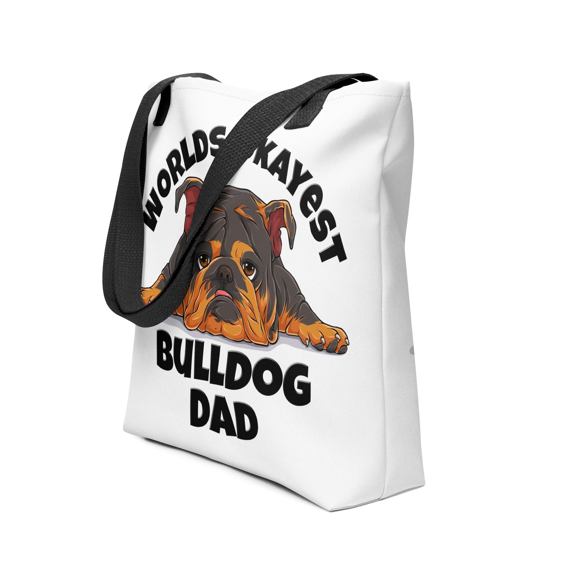 "Worlds Okayest Bulldog Dad" Tote Bag | Tri Colored