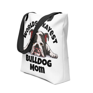 "Worlds Okayest Bulldog Mom" Tote Bag | B&W Colored