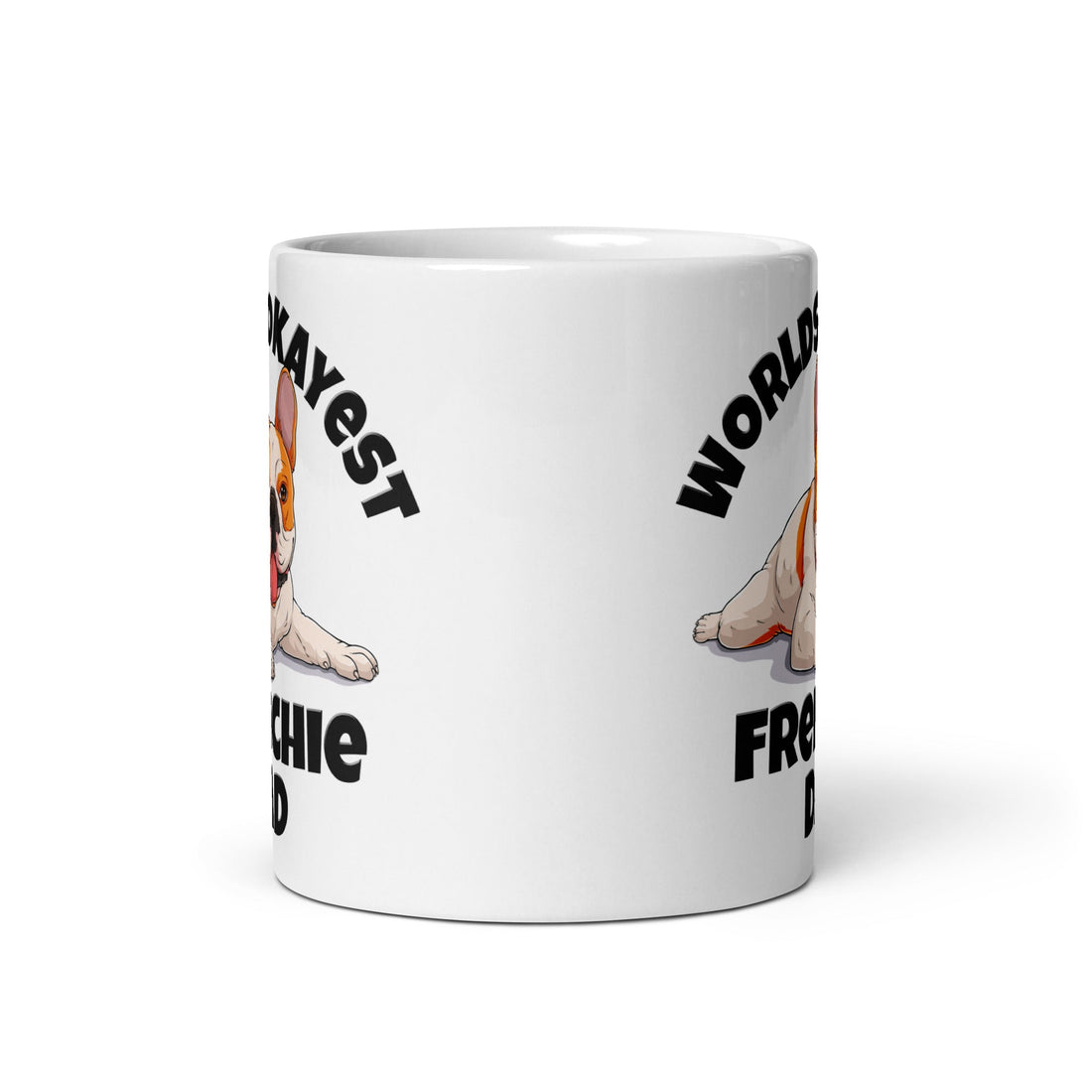 "Worlds Okayest Frenchie Dad" Mug | Red & White Colored