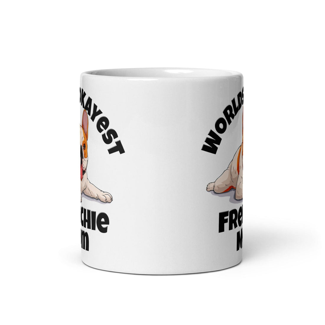 "Worlds Okayest Frenchie Mom" Mug | Red & White Colored